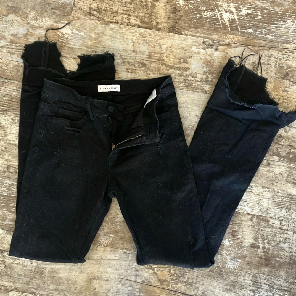 Flying Monkey distressed flare jeans
